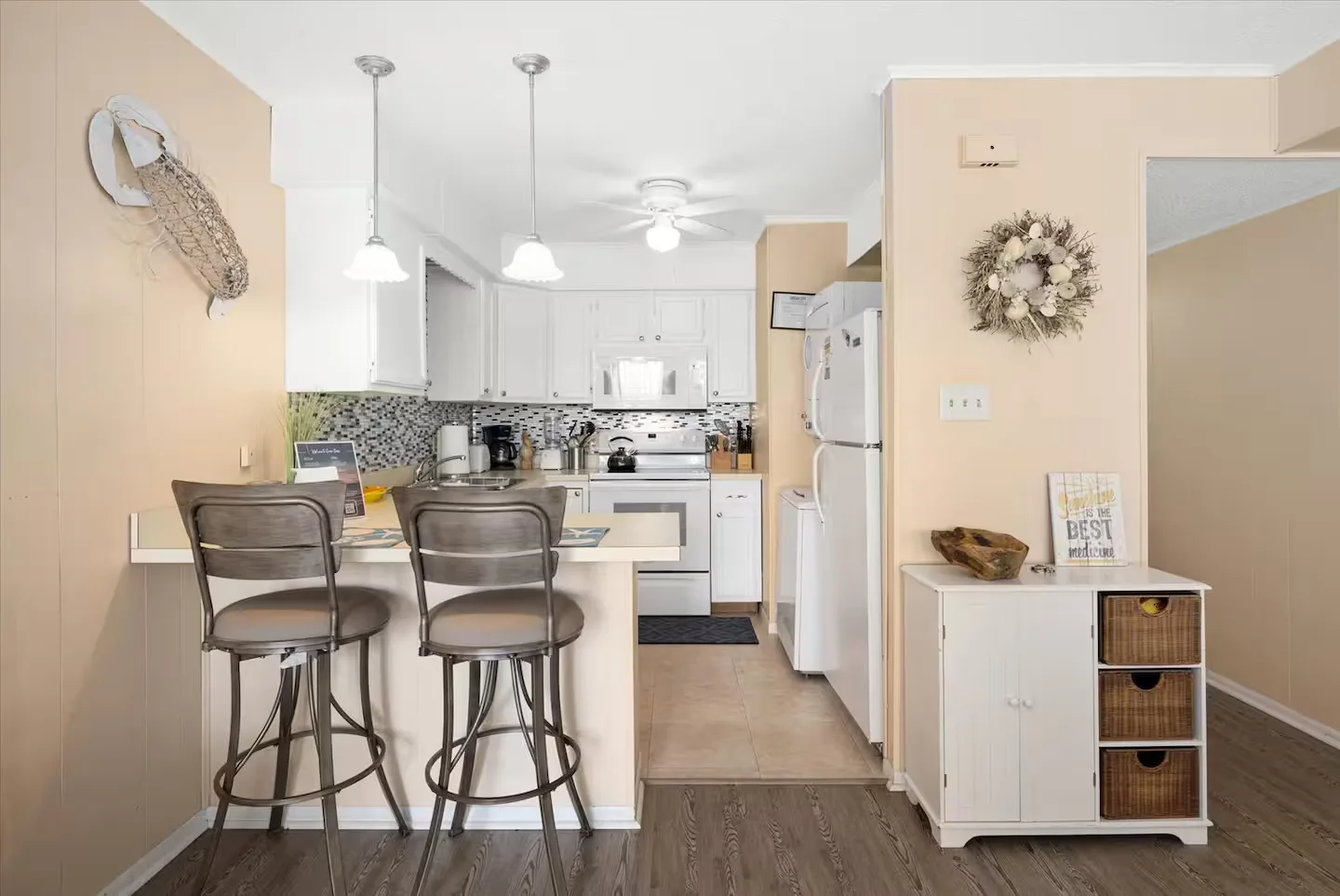 Breakfast bar with seating