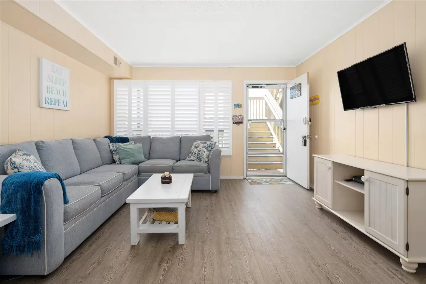 Coastal styling, steps from the front deck